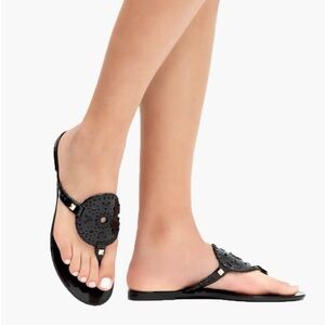 JACK ROGERS Women’s Black GEORGICA Jelly Sandals Whipstiched Round Design Sz 10